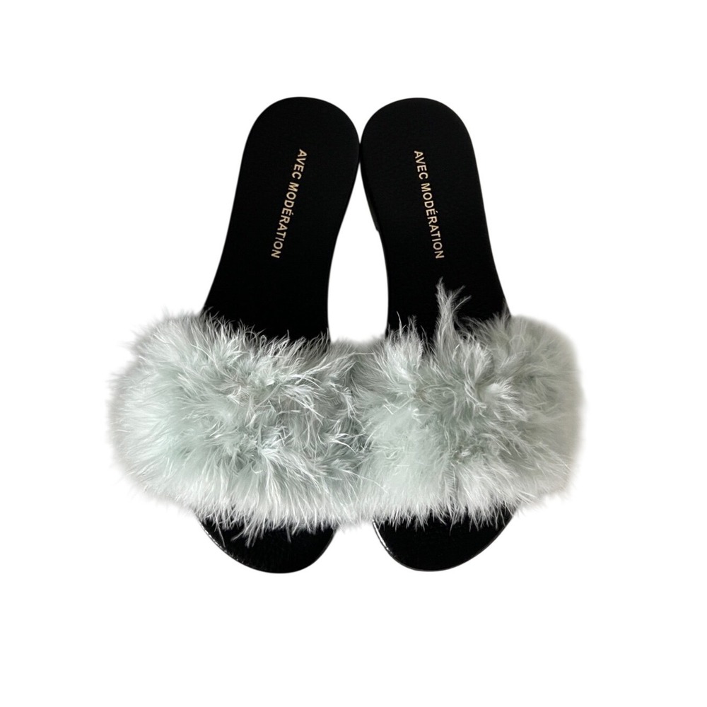 Feather Slide Sandals Blue Italy EU 36 US 5 Avec Modération NWT